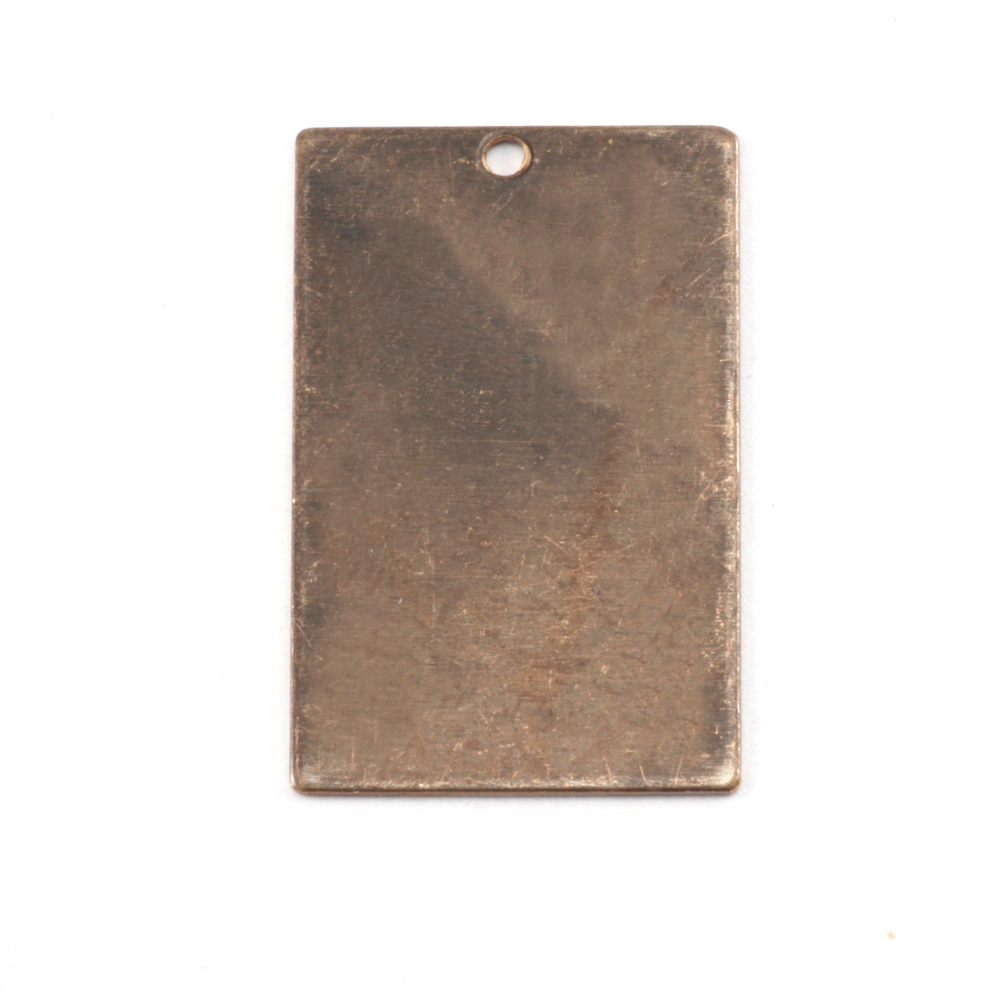 Metal Stamping Blanks Antiqued Brass Rectangle with Hole, 22m (.87") x 14mm (.55"), 26g